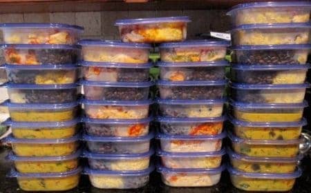 stacked prepared meals ready for the early postpartum period
